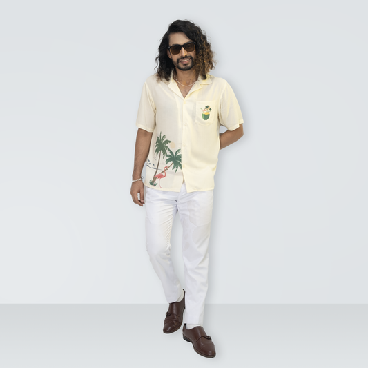 Men's Rio Coconut Dream Linen Camp Shirt for Beach Vacation 