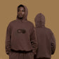 Chocolate Brown Drop Shoulder Embroidered Hoodie