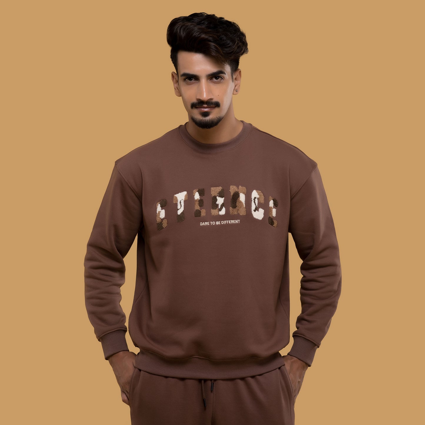 Chocolate Brown Streetwear Sweatshirt & Jogger Set