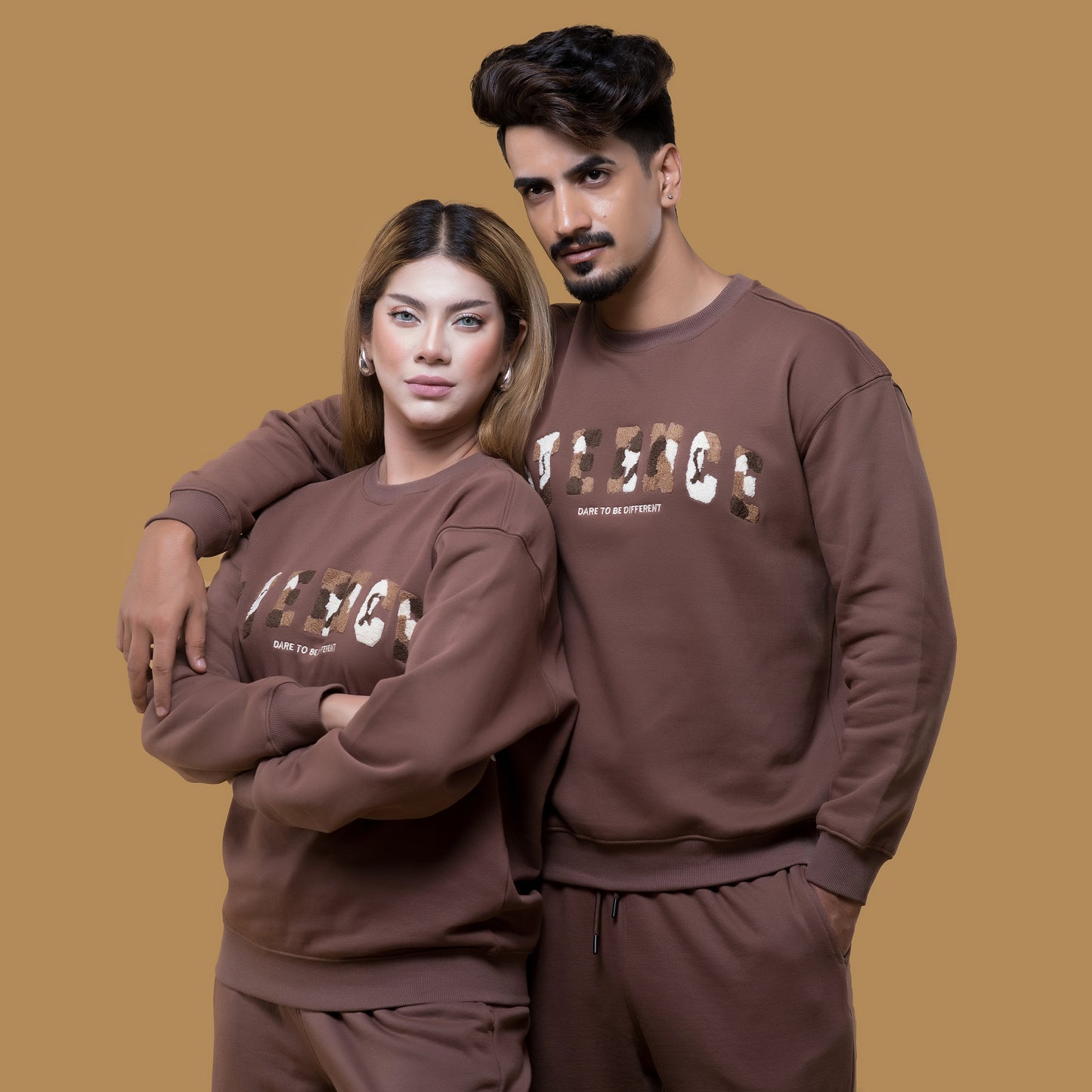 Chocolate Brown Streetwear Sweatshirt & Jogger Set